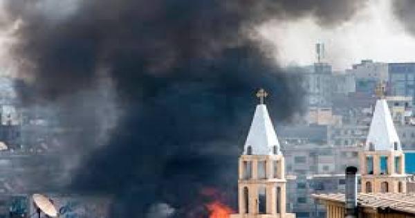 حريق في مبنى الخدمات بمطرانية سمالوط حريق في مبنى الخدمات بمطرانية سمالوط
