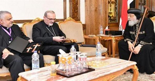 البابا تواضروس يؤكد لبطريرك اللاتين اهمية الحج المسيحى للاماكن المقدس باورشليم والاردن