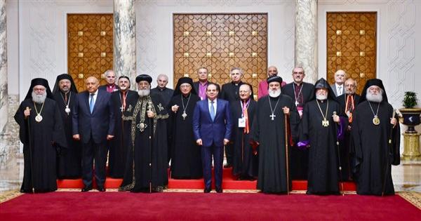 السيسي لمجلس كنائس الشرق الأوسط: المواطنة والحقوق المتساوية للجميع قيم ثابتة لنهج الدولة