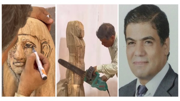 “الجاولي” ينحت تمثالاً من شجر” الجميز”.. ويكشف كواليس النحت على الأخشاب (فيديو)