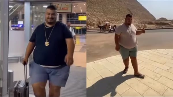 البلوجر التركي ياسين جنكيز الشهير برقصة الكرش في جولة بـ الأهرامات