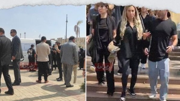 بالصور | انهيار دينا الشربيني أثناء استقبال جثمان والدتها بمسجد المشير طنطاوي
