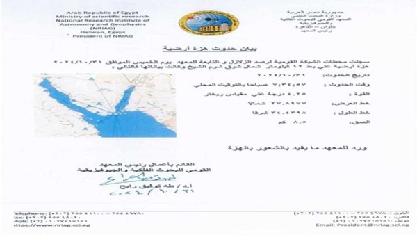 بعد زلزالي شرم الشيخ ونويبع.. رئيس «البحوث الفلكية» يكشف أسباب الهزات الأرضية بسيناء