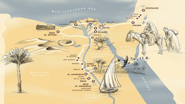 من بيت لحم إلى أسيوط.. خريطة تفصيلية ترصد محطات العائلة المقدسة داخل مصر