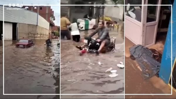 مياه الأمطار تغمر المنازل والمحال التجارية بسرس الليان في المنوفية (فيديو)