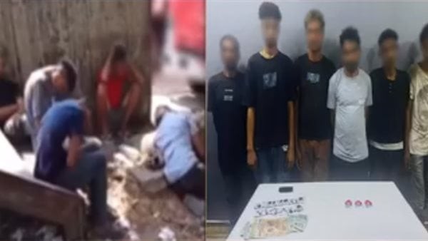 اتصوروا في حالة عدم اتزان، القبض على 5 أشخاص بتهمة تعاطي المخدرات بسوق العبور