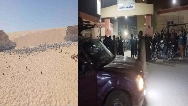 بدء صلاة جنازة الأطفال الأربعة ضحايا انهيار سور دير أبوفانا ويرأس الصلوات الأنبا ديمتريوس و الأنبا بقطر